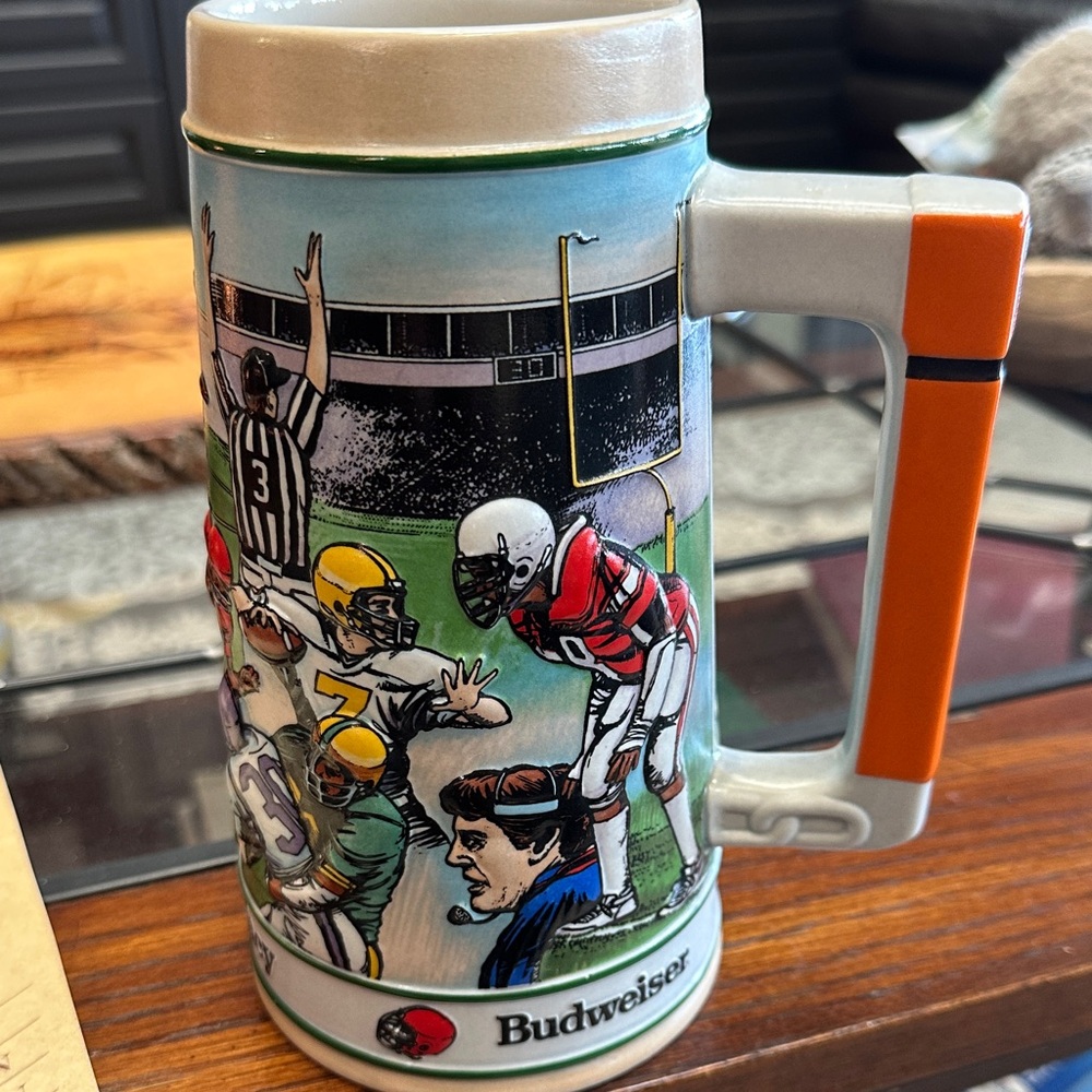Limited Edition Budweiser Sports Mug with Green and Orange Accents